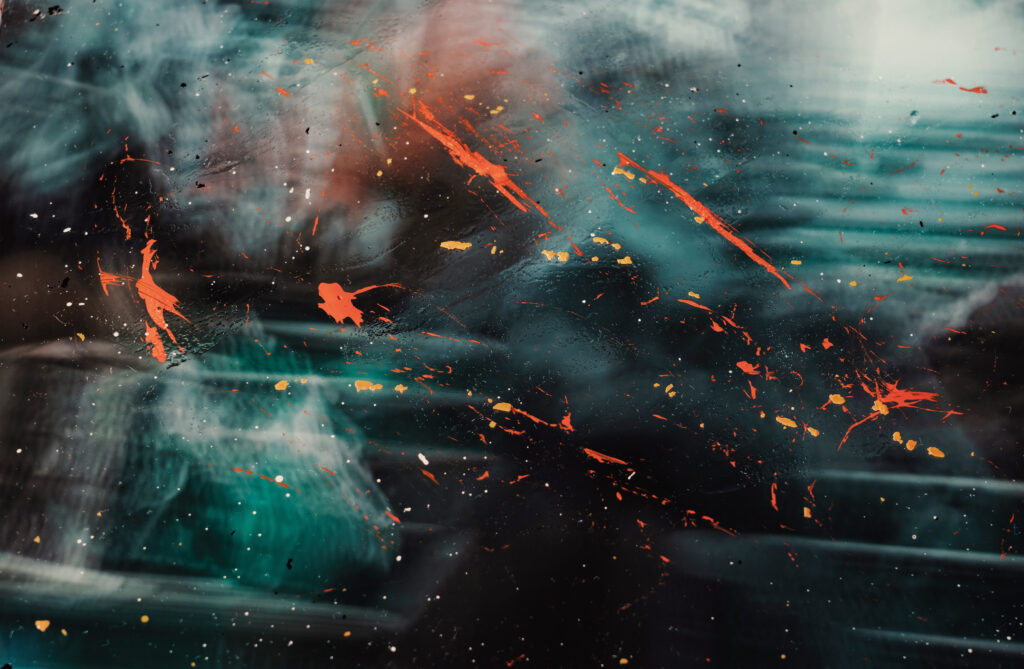 Dynamic Red & Gold Abstract Wallpaper on Glass Surface - 4000x2612
