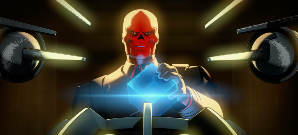 Futuristic Red Skull Wallpaper: Marvel's What If with Glowing Object