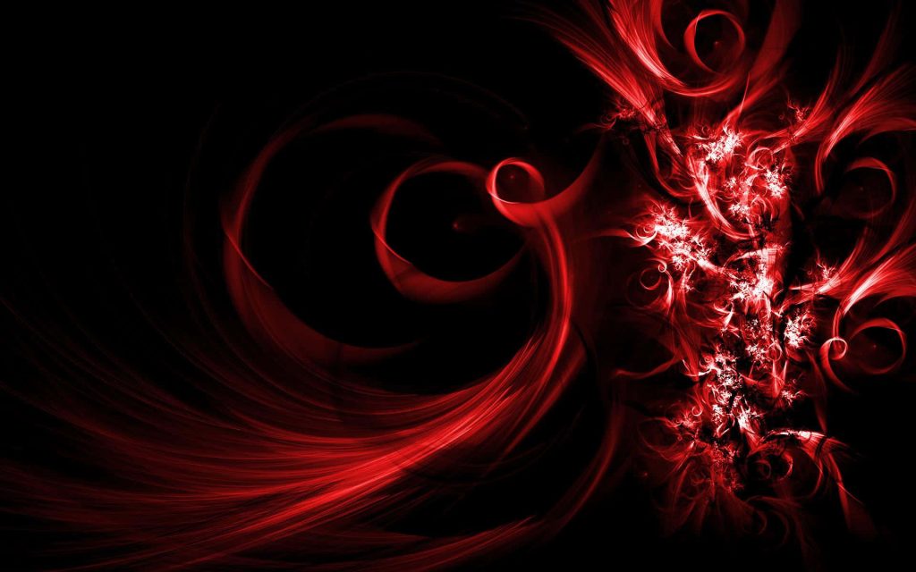 Abstract red swirling fractal patterns on black background digital wallpaper background design