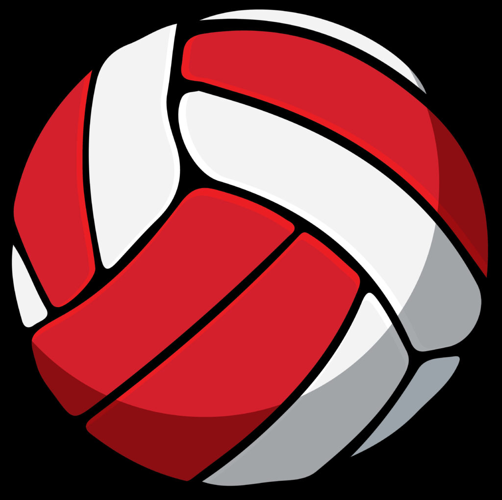 Dynamic Red and White Volleyball Graphic Wallpaper Background