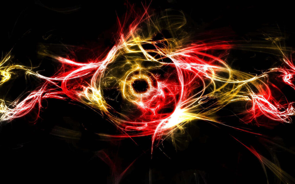 Dynamic Red & Yellow Flames Wallpaper on Black Background