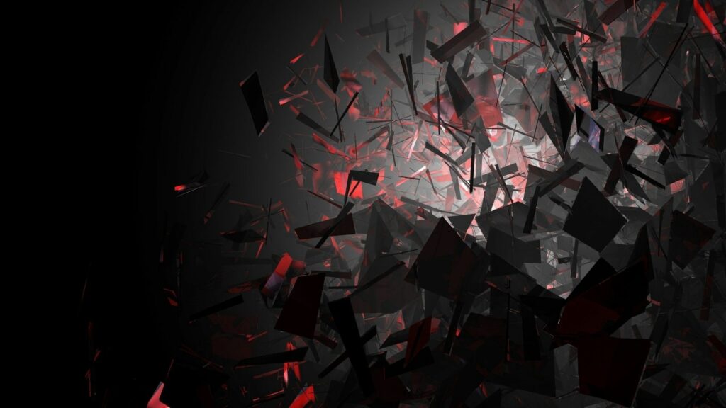 Dynamic Abstract Wallpaper: Dark and Red Shards on Gradient Background