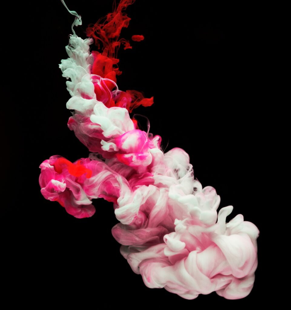 Dynamic Red & White Liquid Wallpaper on Black Background