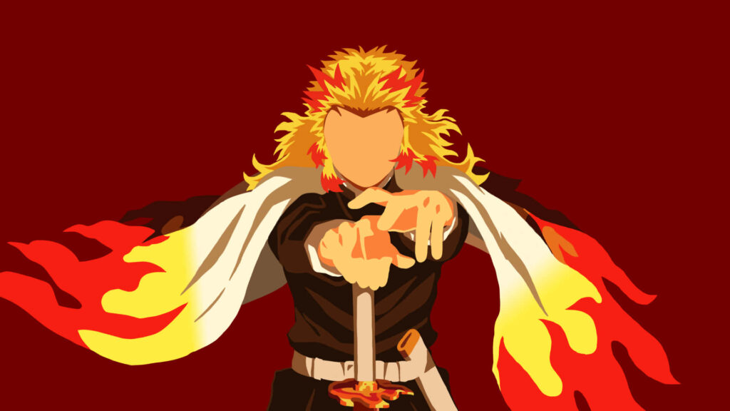 Dynamic Rengoku Wallpaper: Striking Minimalist Anime Design