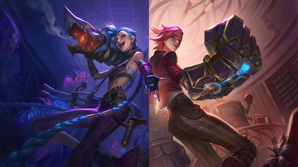 Rival Sisters Jinx & Vi - Dynamic Wallpaper from Arcane