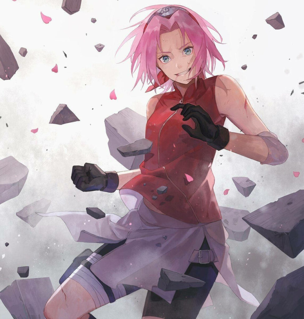 Sakura Haruno Action Wallpaper - Dynamic Naruto Scene with Pink Hues
