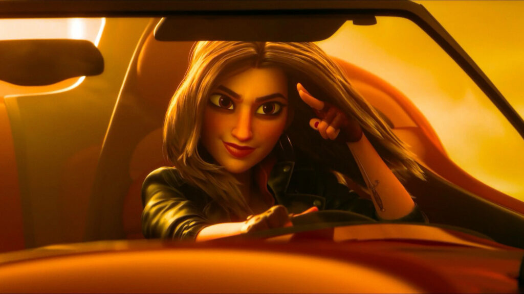 Dynamic Shank Wallpaper: Bold Driver in Fiery Adventure Background