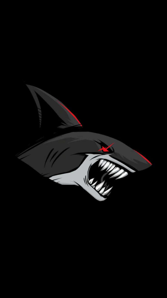 Bold Shark-Themed iPhone Wallpaper: Dynamic Design on Black