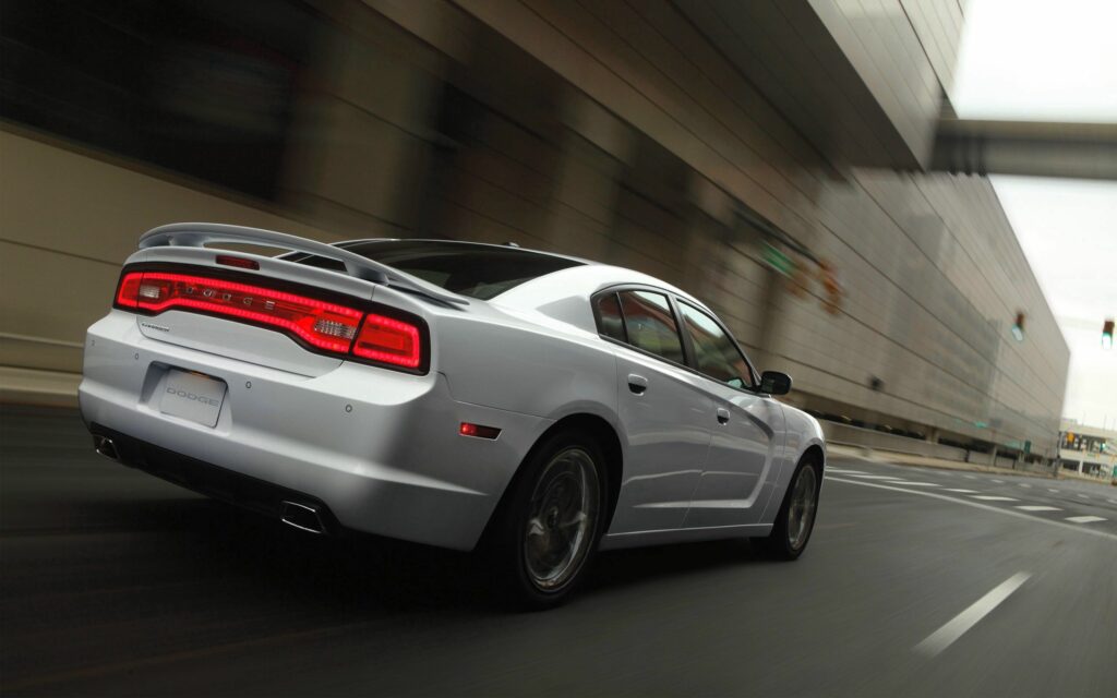Dynamic Silver Dodge Charger Wallpaper: Urban Speed & Power