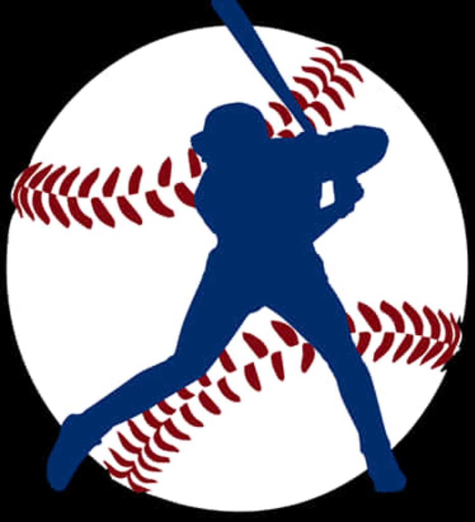 Bold Softball Player Silhouette Wallpaper with Red-Stitched Ball