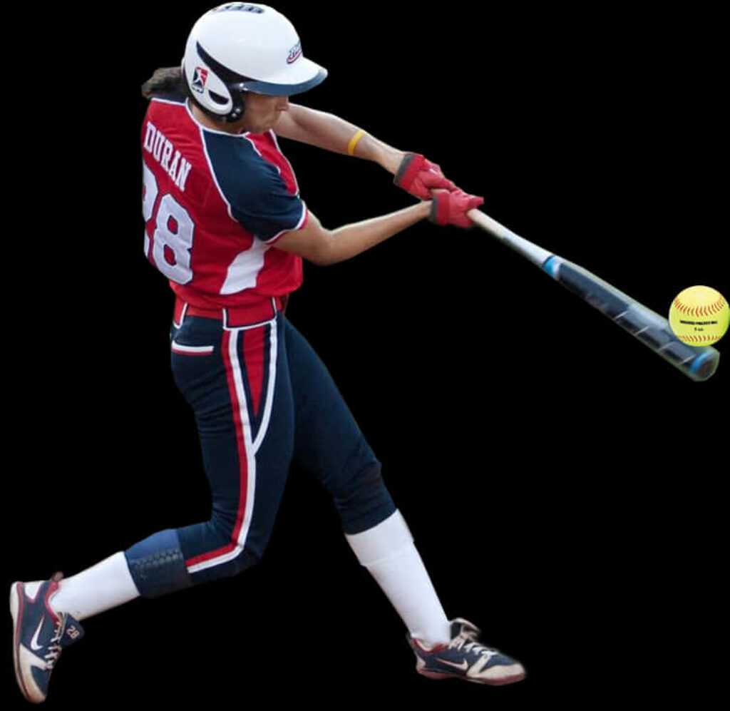 Dynamic Softball Player in Action: Epic Bat Swing Wallpaper Background