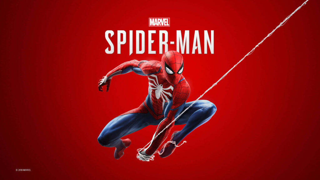 Spider-Man Action Pose Minimalist Wallpaper in Vibrant Red