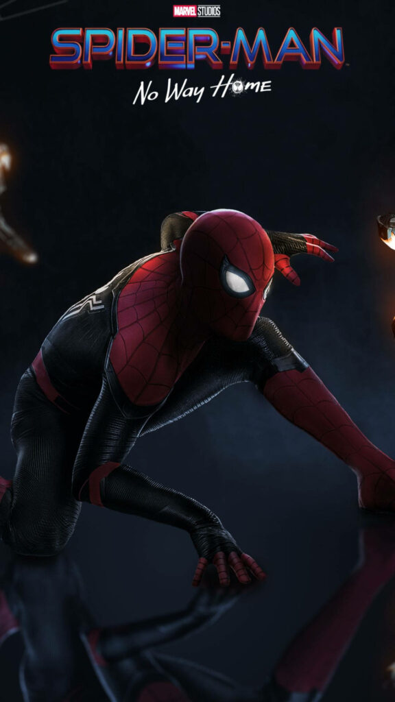 Spider-Man No Way Home Dark Poster Wallpaper: Iconic Suit & Intense Pose