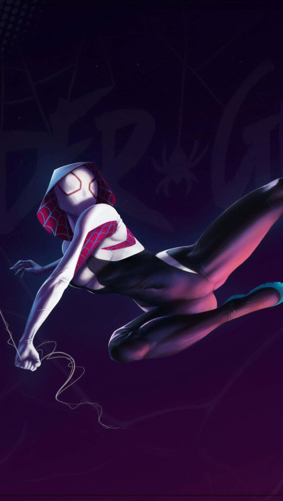 Vibrant Gwen Stacy Spider-Woman Wallpaper on City Rooftop