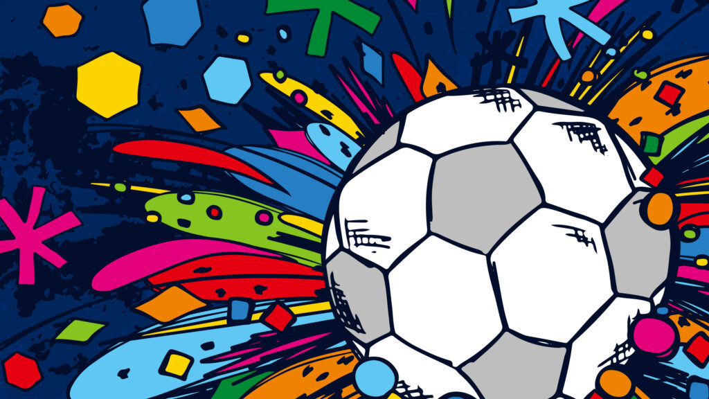 Dynamic Brush Strokes: Captivating 4k Football Splashing with Vibrant Colors Wallpaper
