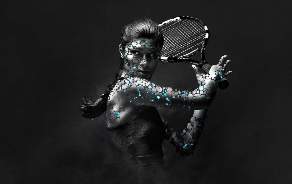 Dynamic Sports Wallpaper: Intense Tennis Action with 3D Effects