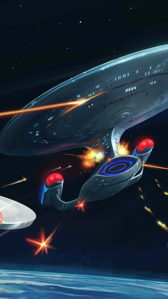 Thrilling Star Trek Spaceship Battle Wallpaper Background