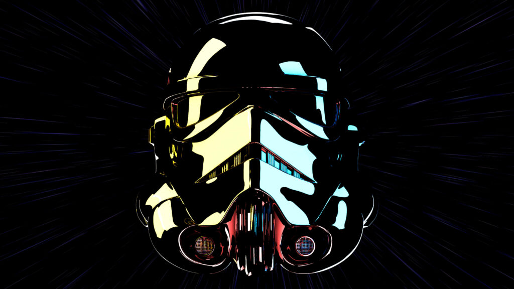 Dynamic Star Wars Stormtrooper Mask Wallpaper - Futuristic Sci-Fi Design