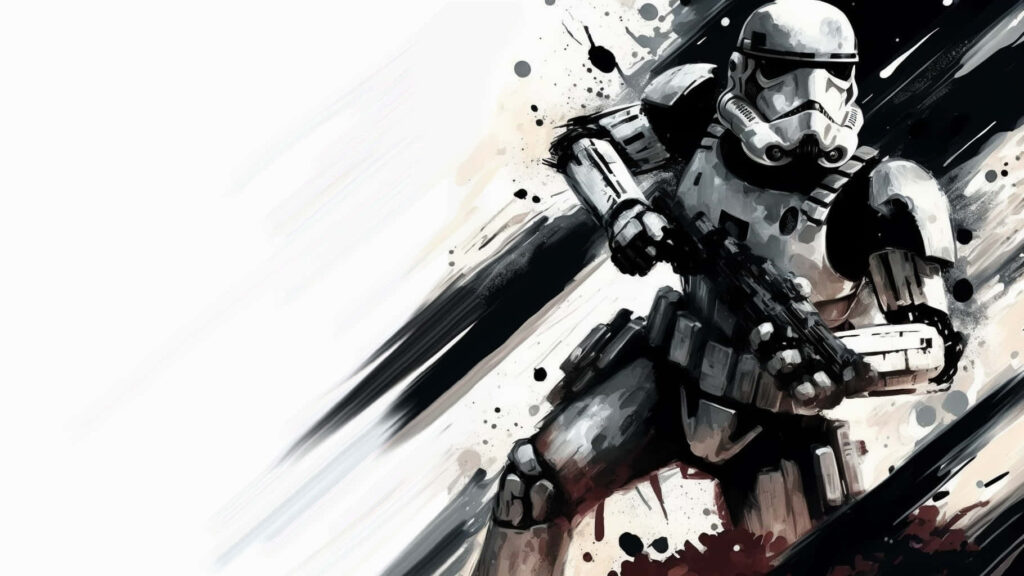 Dynamic Star Wars Stormtrooper Wallpaper: Bold Black & White Art