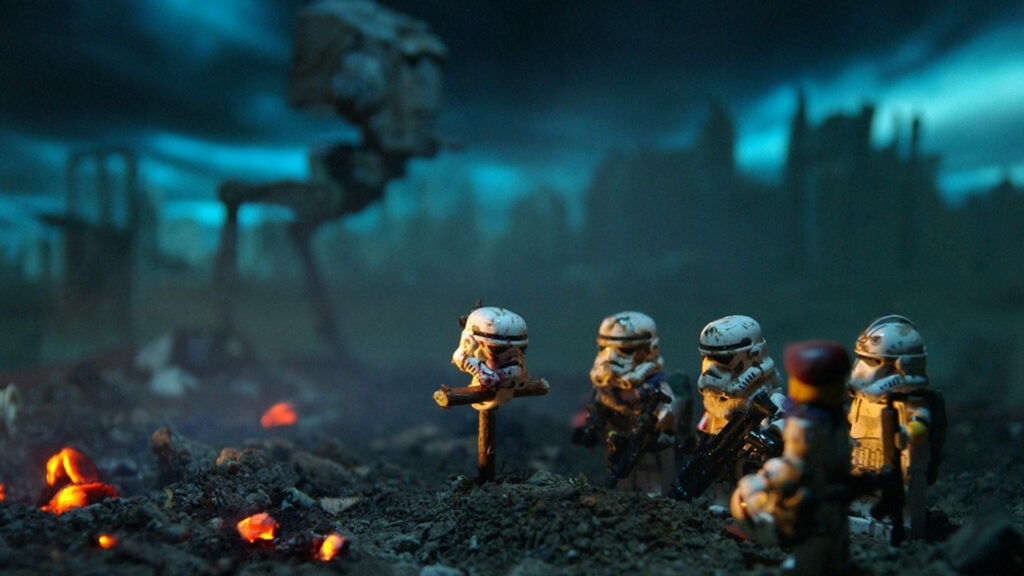 Dynamic Star Wars Wallpaper: Stormtroopers in Post-Apocalyptic Battle