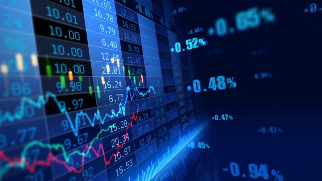 Dynamic Market Trends: Colorful Lines Depicting Stock Market Fluctuations Wallpaper