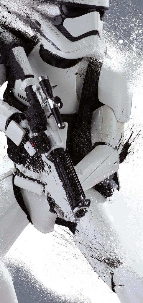 Dynamic Stormtrooper Wallpaper with Futuristic Gun & Splash Effect