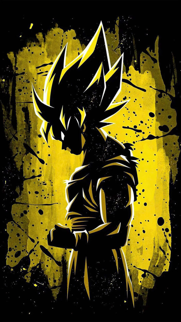 Dynamic Super Saiyan Wallpaper: Bold Yellow & Black Design