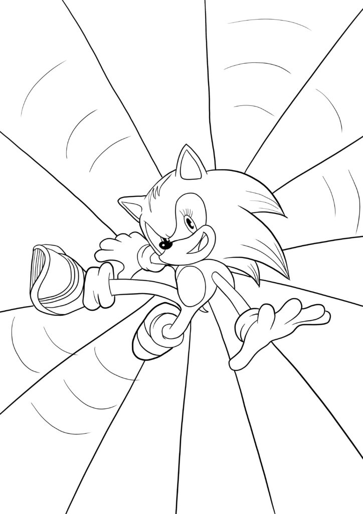 Dynamic Super Sonic Coloring Page with Energetic Action Background Wallpaper