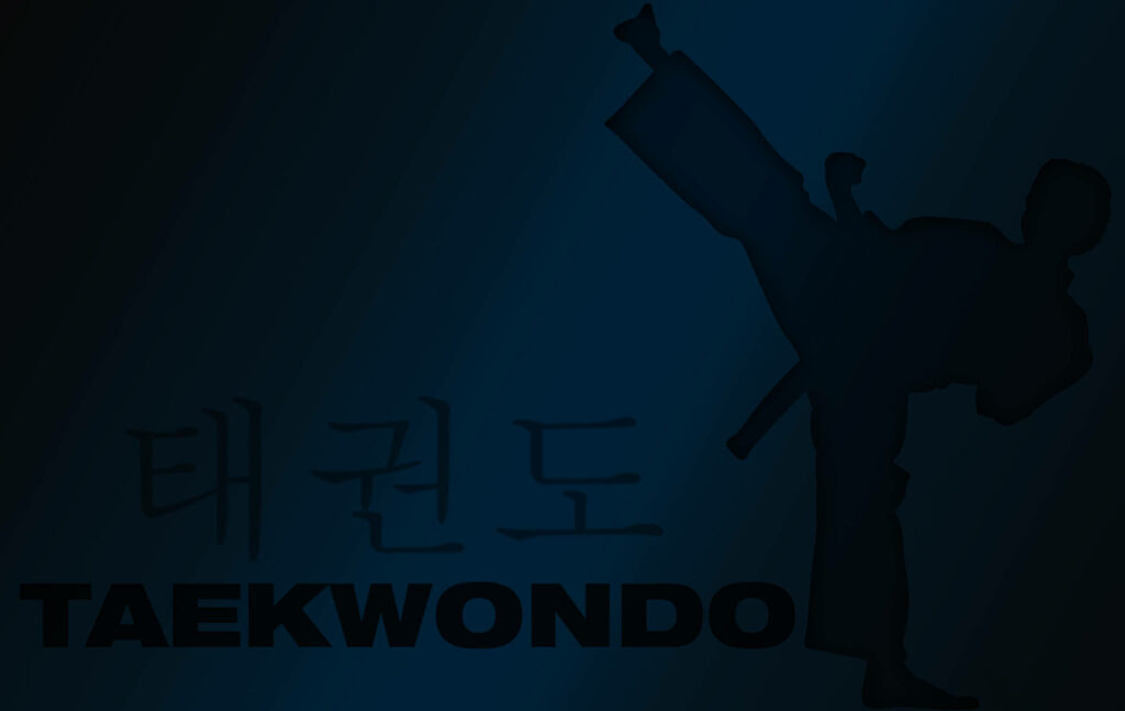 The Dynamic Fusion of Taekwondo: A Captivating Synthesis of Martial Arts and Typography Wallpaper