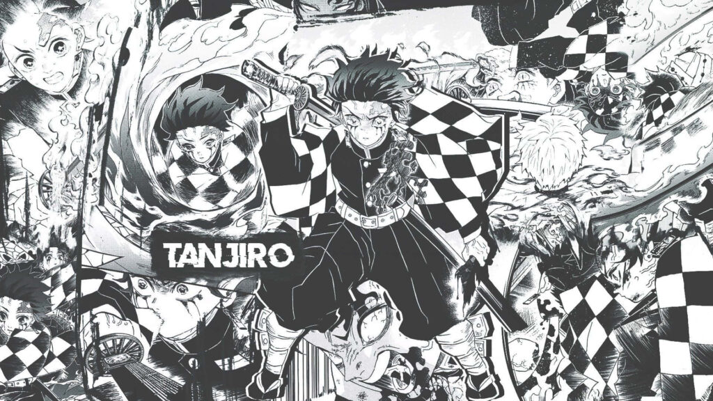 Dynamic Tanjiro Kamado Wallpaper - Fierce Demon Slayer Action
