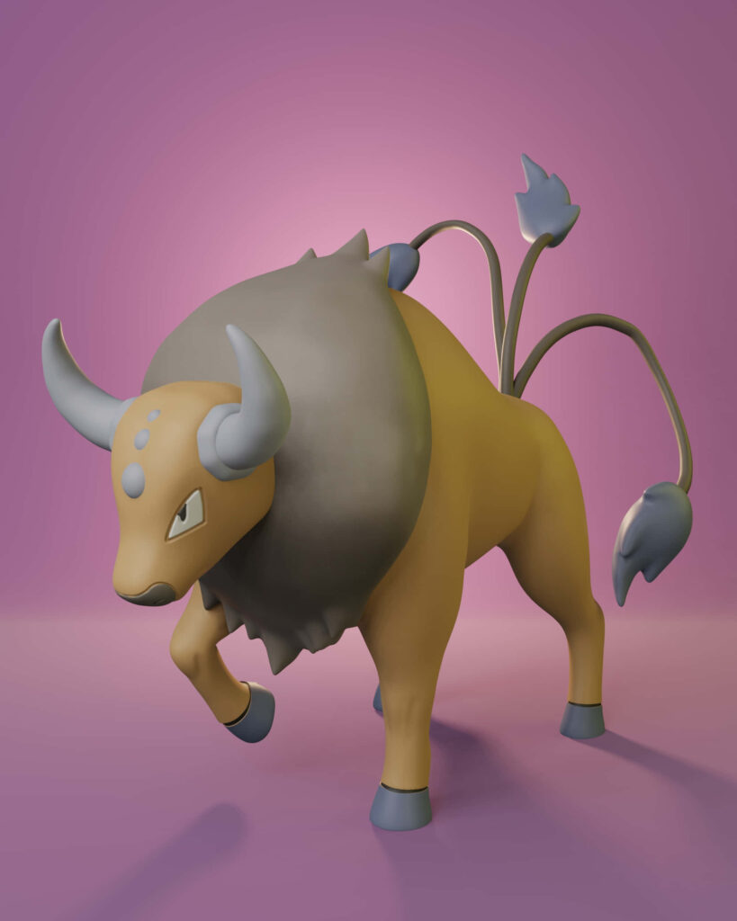 3D Tauros-Inspired Creature Wallpaper on Gradient Purple Background