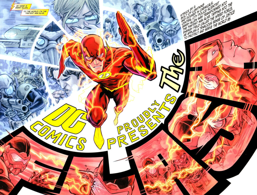 Vibrant The Flash Wallpaper: Action-Packed Comic Design Background