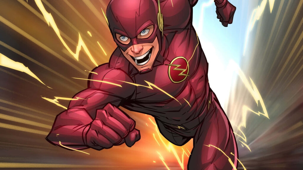 Dynamic Flash Wallpaper: Iconic Red Suit & Lightning Accents