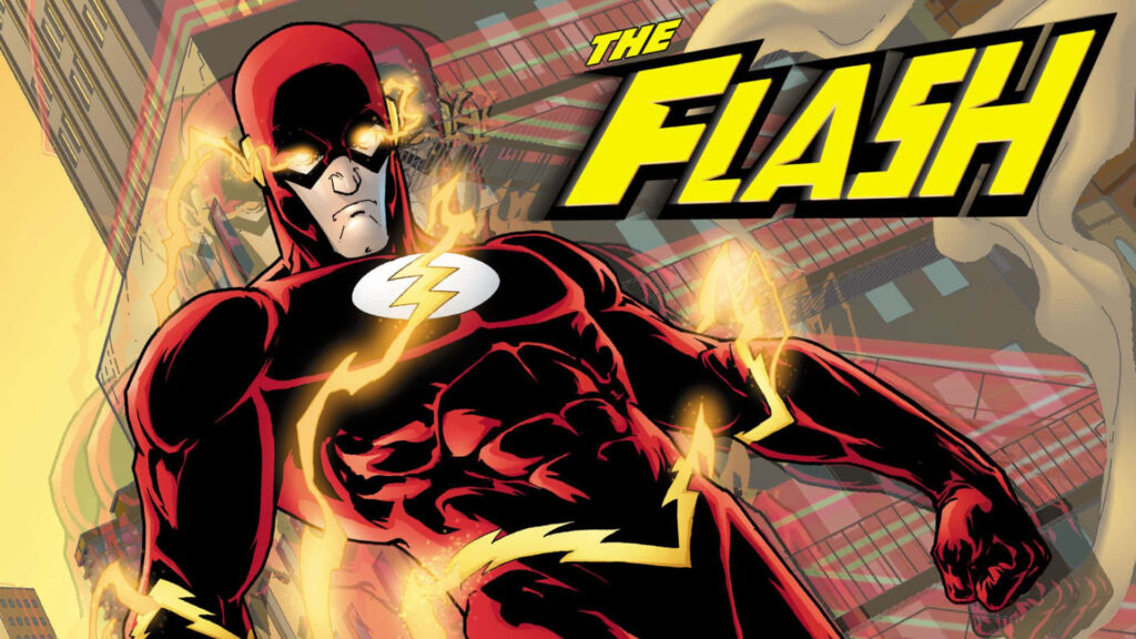 Dynamic Flash Wallpaper: Scarlet Speedster Amidst Lightning & City