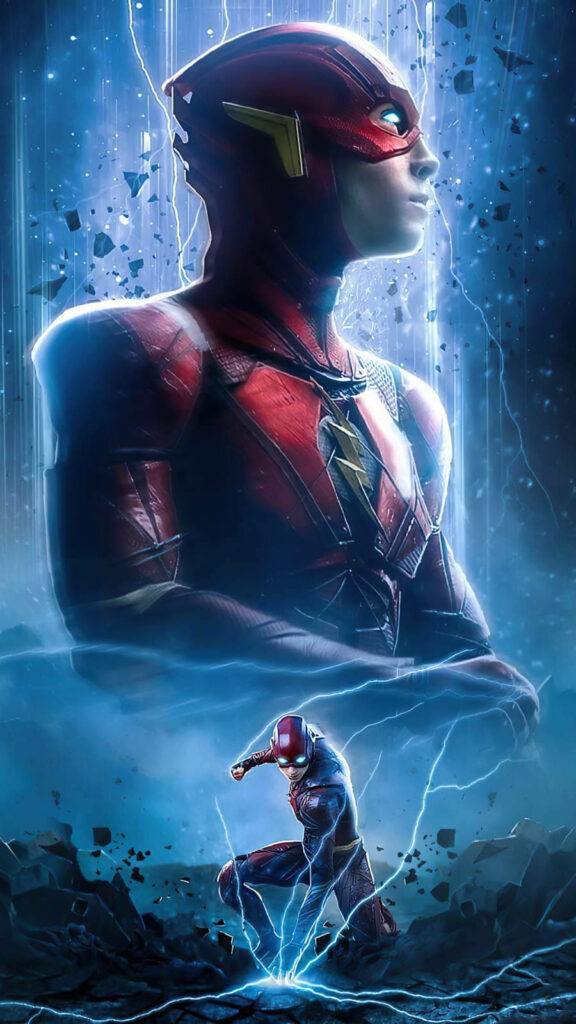 Dynamic The Flash Superhero iPhone Wallpaper with Lightning Effects