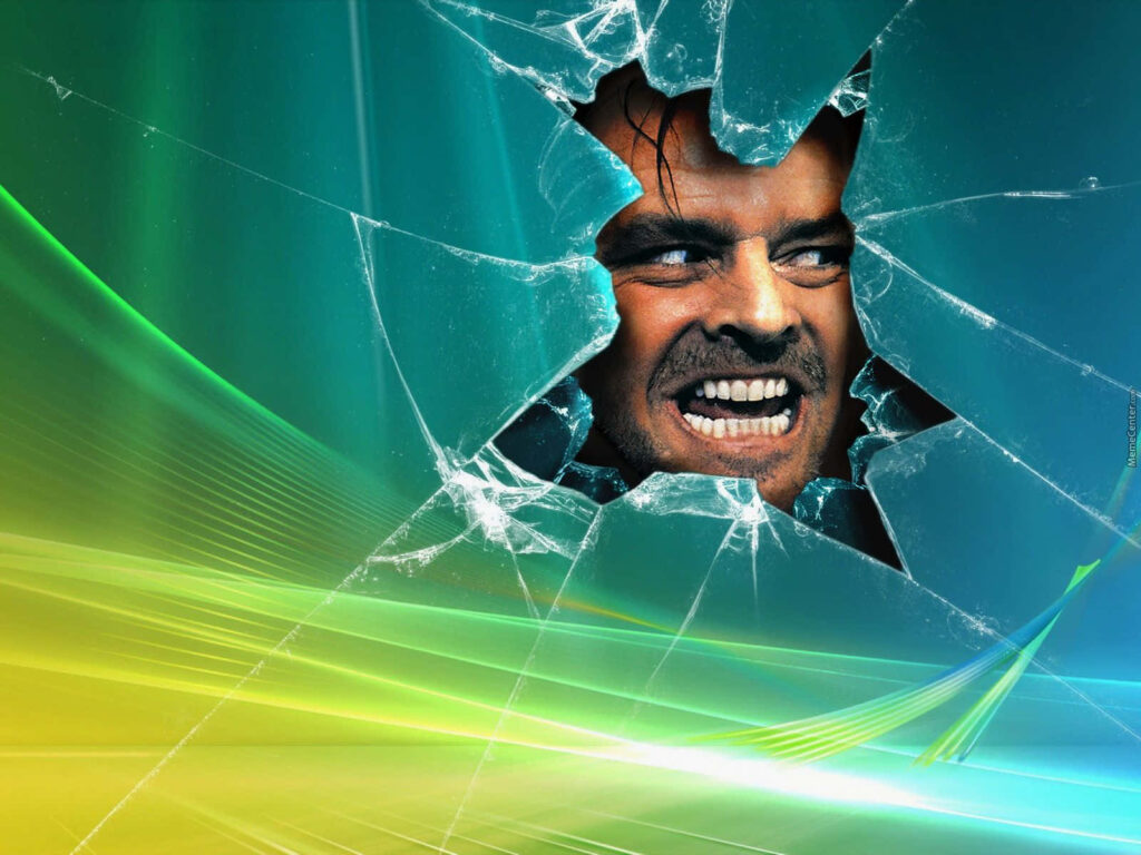 Vibrant Shining-Inspired Wallpaper: Face Through Broken Glass