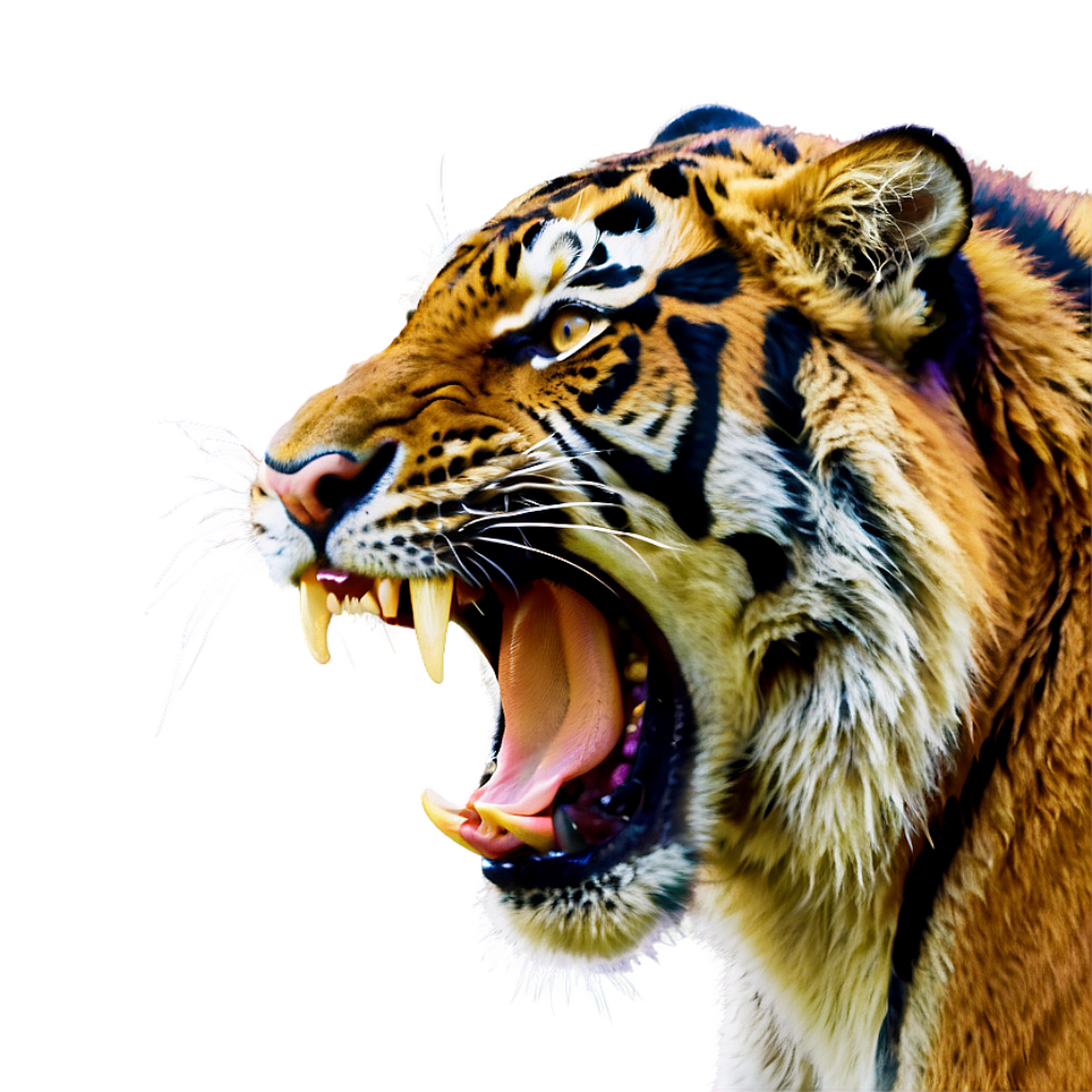 Vibrant Tiger Growling Wallpaper: Intense Expression & Dramatic Glow