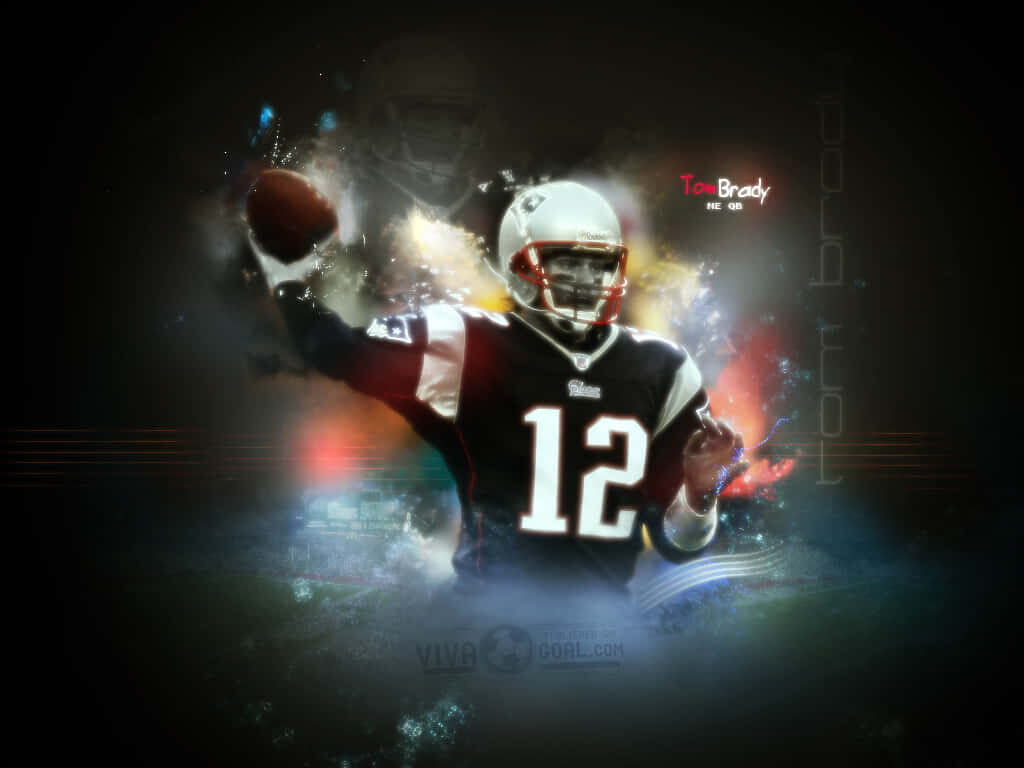 Dynamic Tom Brady Wallpaper: The GOAT in Vibrant Action