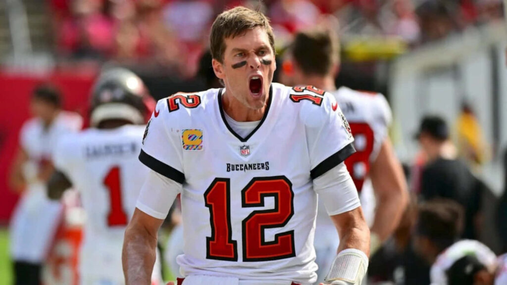 Tom Brady Wallpaper: Intense Buccaneers Action with Jersey 12