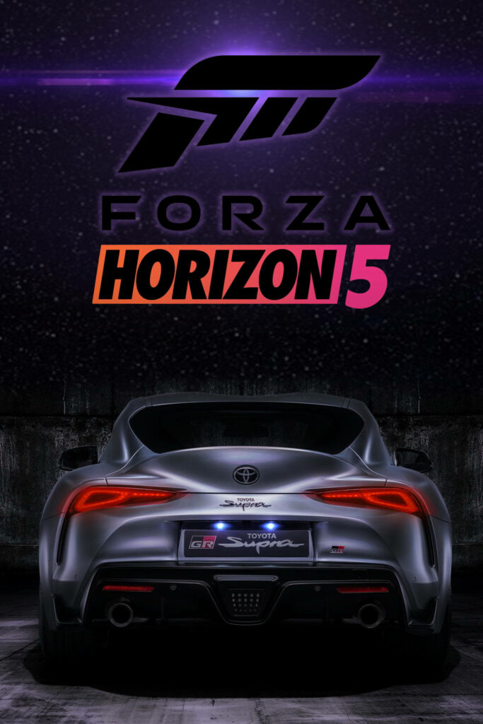 Dynamic Toyota Supra iPhone Wallpaper with Forza Horizon 5 Logo