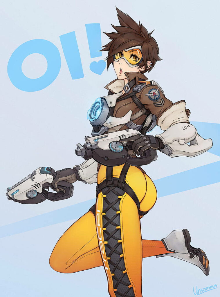 Dynamic Tracer Artwork: Energetic Wallpaper Background from Overwatch