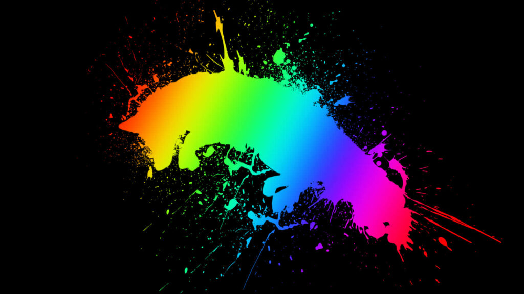 Vibrant Tricolor Paint Splash Wallpaper on Dark Background