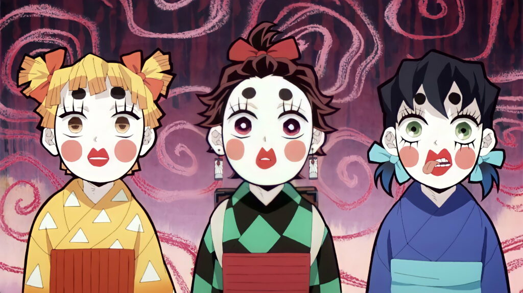 Warriors Unleashed: HD Wallpaper featuring Tanjiro, Inosuke, and Zenitsu from Demon Slayer Kimetsu no Yaiba