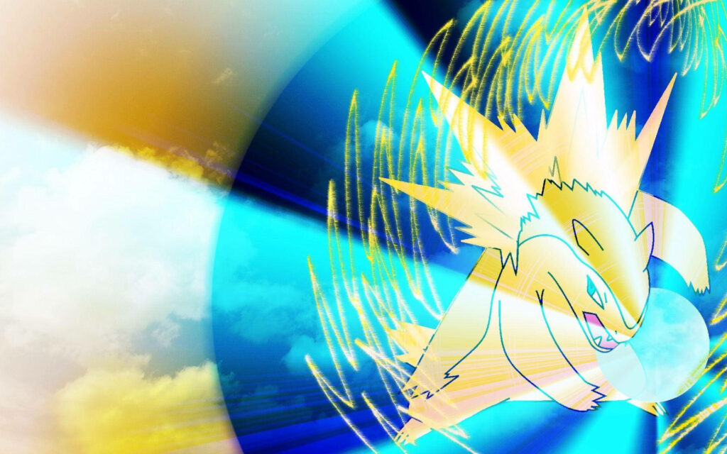 Dynamic Typhlosion Wallpaper: Vibrant Fire-Type Action Background