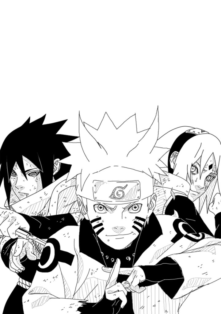 Epic Team 7 Trio Stands United in Black and White Backdrop Wallpaper