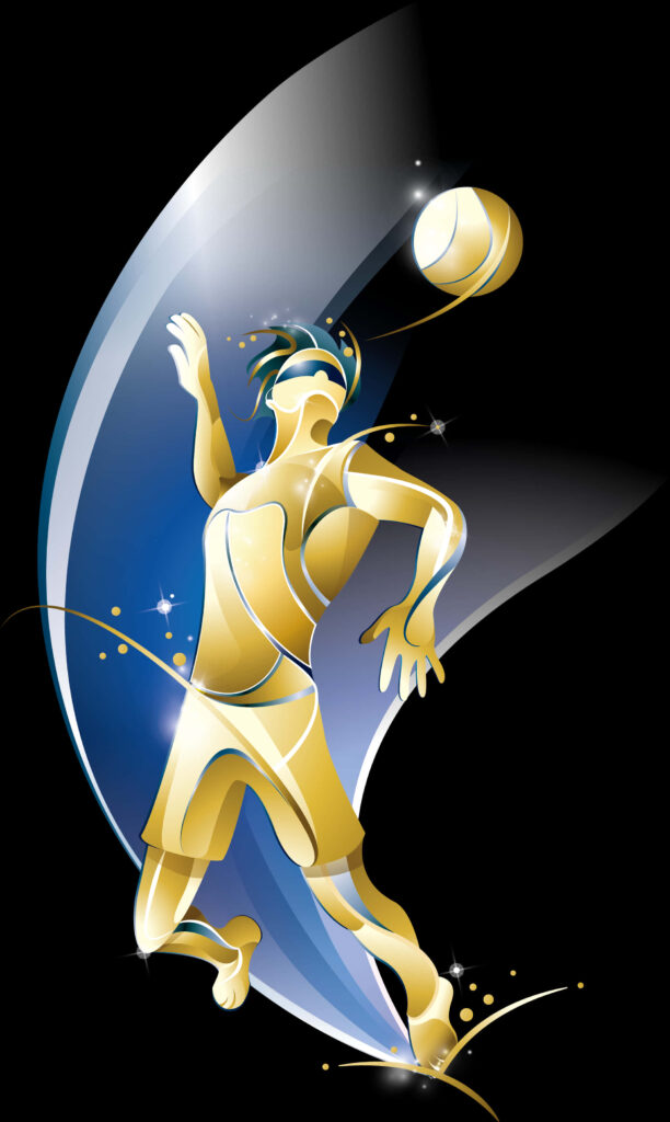 Dynamic Volleyball Player Illustration - Vibrant Wallpaper Background