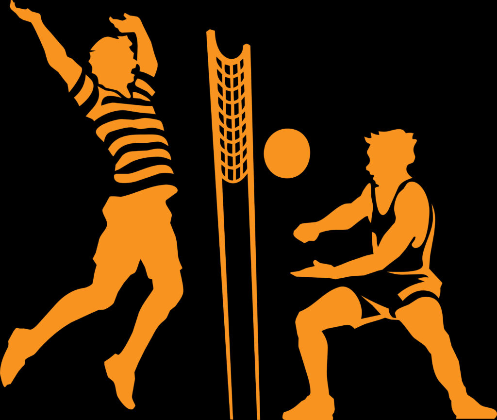 Dynamic Volleyball Silhouette Wallpaper: Spike & Defense Moment