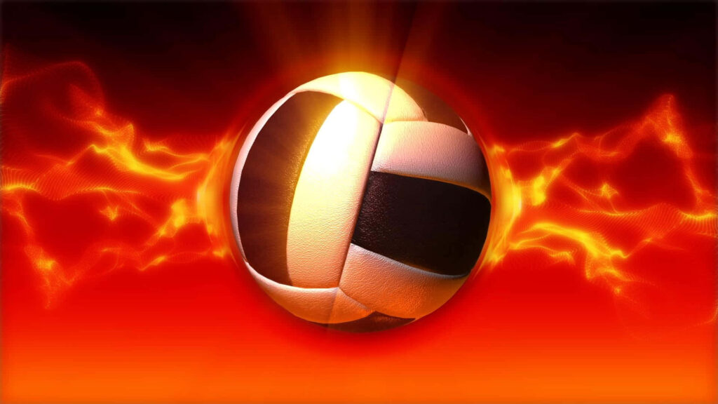 Dynamic Volleyball Wallpaper: Passionate Flames Background