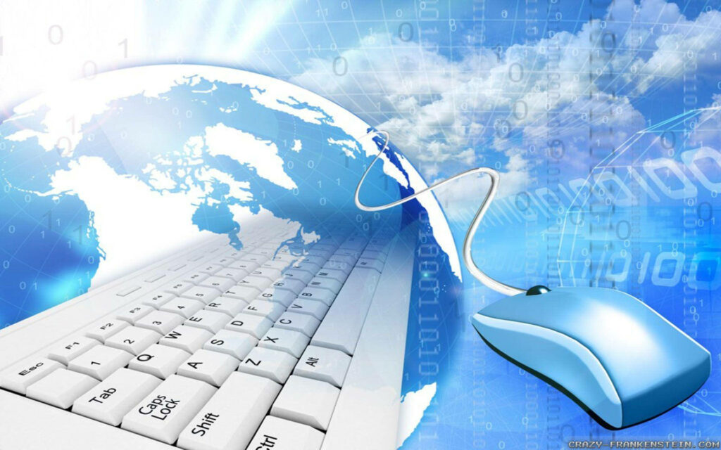 Global Connectivity Wallpaper: Globe, Mouse & Keyboard Design