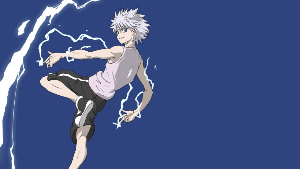 Dynamic Wallpaper: Character with Spiky White Hair & Electric Sparks